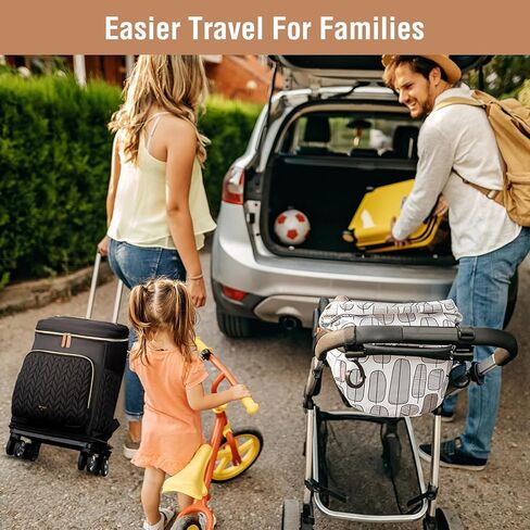 Extra Large Diaper Bag Backpack, Diaper Bag for 2 Kids, Twin Diaper Bag 35L Expandable with Detachable Trolley and Changing Pad, Black in Kuwait