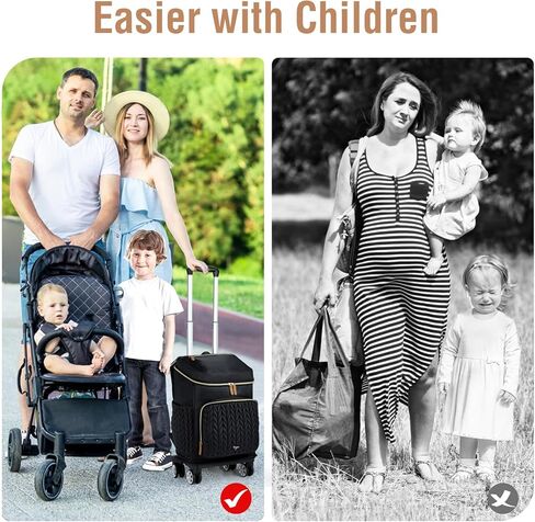 Extra Large Diaper Bag Backpack, Diaper Bag for 2 Kids, Twin Diaper Bag 35L Expandable with Detachable Trolley and Changing Pad, Black in Kuwait