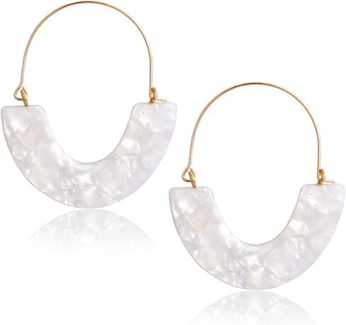 CEALXHENY Acrylic Earrings Tortoise Hoop Earrings Statement Wire Resin Earrings Fan Drop Dangle Earring for Women in Saudi Arabia
