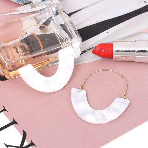CEALXHENY Acrylic Earrings Tortoise Hoop Earrings Statement Wire Resin Earrings Fan Drop Dangle Earring for Women in Saudi Arabia
