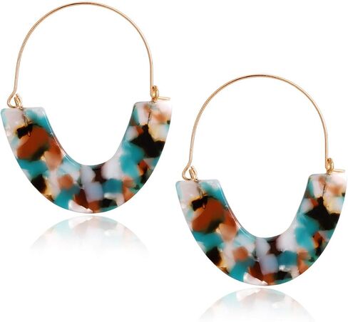 CEALXHENY Acrylic Earrings Tortoise Hoop Earrings Statement Wire Resin Earrings Fan Drop Dangle Earring for Women in Saudi Arabia