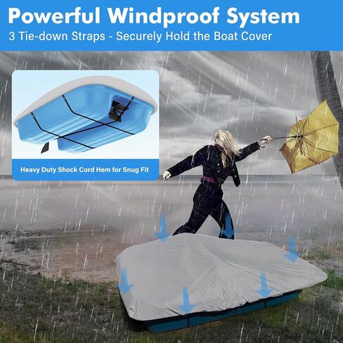Pedal Boat Cover, 600D Waterproof Heavy Duty Paddle Boat Cover with 3Pcs Windproof Buckle Straps, Fits Outdoor 3 or 5 Person Pedal Boat, Marine Grade Canvas, Blue in Saudi Arabia