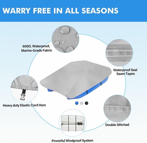 Pedal Boat Cover, 600D Waterproof Heavy Duty Paddle Boat Cover with 3Pcs Windproof Buckle Straps, Fits Outdoor 3 or 5 Person Pedal Boat, Marine Grade Canvas, Blue in Saudi Arabia