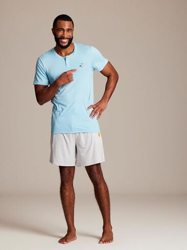 قمصان JOE BOXER الناعمة Henley للرجال، قمصان نوم رجالي ماصة للرطوبة بأكمام قصيرة، قميص صالة رجالي بشعار الموز in Kuwait