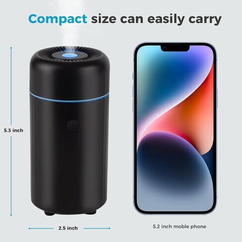 موزع روائح الزيوت العطرية للسيارة USB 100 مل معطر هواء صغير للسيارة، موزع رذاذ محمول للسيارة والمكتب والمنزل (أسود) in Kuwait