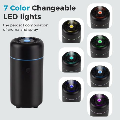 موزع روائح الزيوت العطرية للسيارة USB 100 مل معطر هواء صغير للسيارة، موزع رذاذ محمول للسيارة والمكتب والمنزل (أسود) in Kuwait