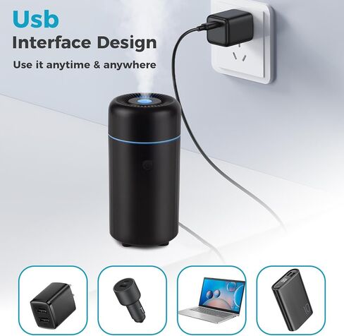 موزع روائح الزيوت العطرية للسيارة USB 100 مل معطر هواء صغير للسيارة، موزع رذاذ محمول للسيارة والمكتب والمنزل (أسود) in Kuwait
