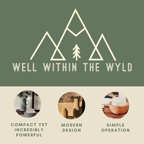 Well Within The WYLD - Essential Oil Diffuser - Luna Glass Dome, Speckled White Concrete Color - Ultrasonic - 200ml Capacity - 7 inch Circumference - Multiple Light Settings, SQ4227506 in Saudi Arabia