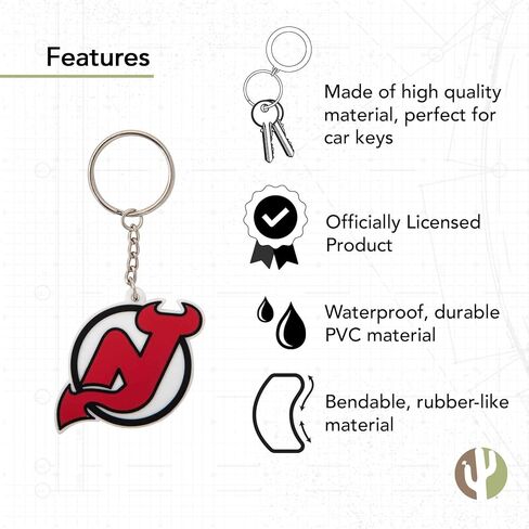 Desert Cactus New Jersey Devils Keychain NHL National Hockey League Car Keys Holder (PVC) in Saudi Arabia