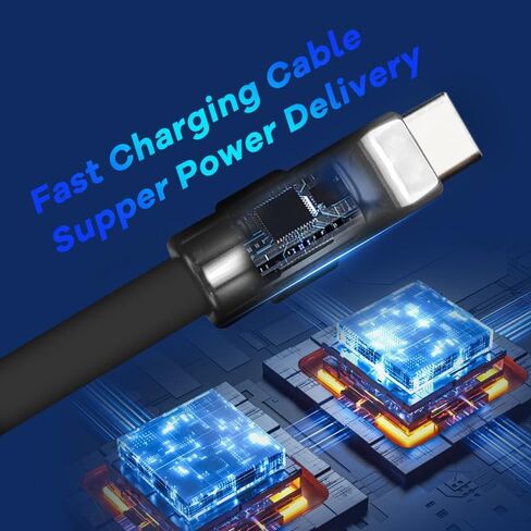 بلاك تشوبي - إصدار ساموراي أسود خاص كابل شحن سريع متين 240 وات كابلات USB من النوع C سلك سيليكون سميك للغاية للهواتف اللوحية، أسود غير لامع، من النوع C إلى النوع C، 6.6 قدم in Saudi Arabia