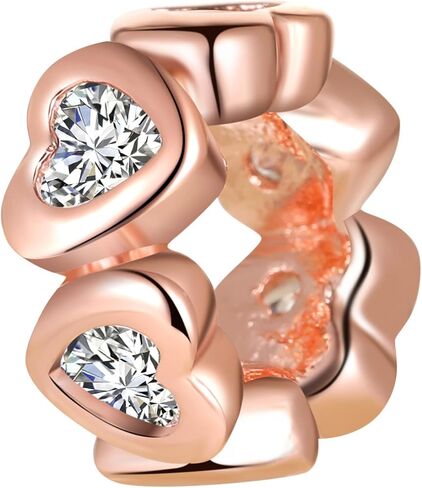 9 Pack Plated Silver Spacer Beads European Charms fit Pandora Bracelet CZ Enamel Pendant Safety Chain Set Gold Heart in Saudi Arabia