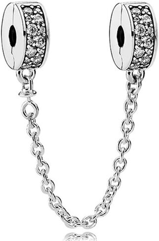 9 Pack Plated Silver Spacer Beads European Charms fit Pandora Bracelet CZ Enamel Pendant Safety Chain Set Gold Heart in Saudi Arabia