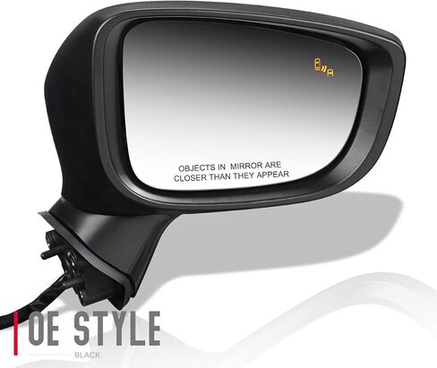 DNA Motoring OEM-MR-MA1320202 Left Driver Powered Adjust Side Mirror w/Blind Spot Detection Signal Light Compatible with 12-13 Mazda 3, Non-heated in Saudi Arabia