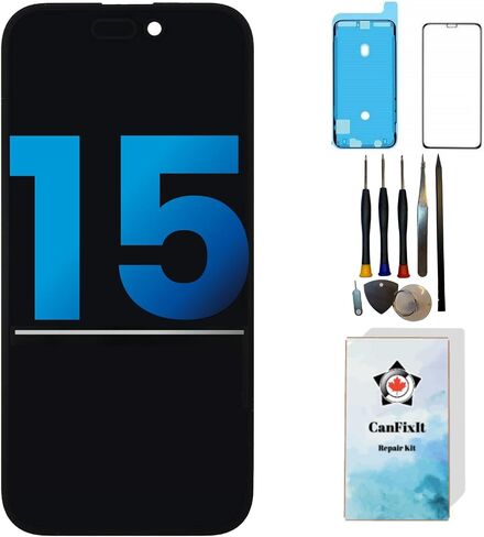 استبدال شاشة CanFixIt متوافق مع شاشة iPhone 15 LCD مقاس 6.1 بوصة INCELL (وليس TFT) محول رقمي بشاشة لمس زجاجية كاملة مع مجموعات أدوات إصلاح وختم مقاوم للماء A3090 A2846 A3089 A3092 in Saudi Arabia