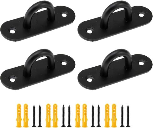 4 Sets Stainless Steel Pad Eye Plates Ceiling Hook Pad Eye Plate Staple Hook Loop Pad Eye Plate Marine Hardware with Screws Black in Saudi Arabia