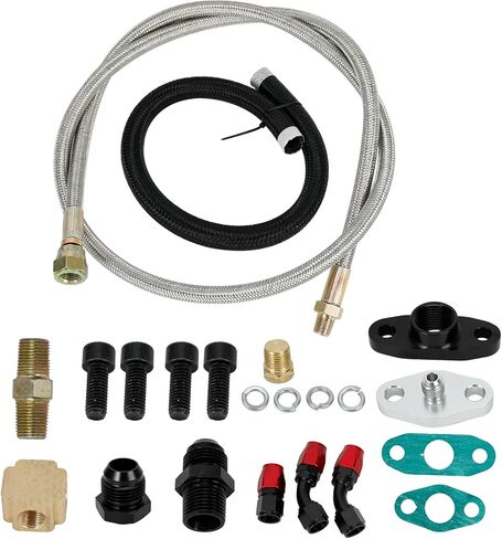 مجموعة كاملة لتغذية الزيت لخط إرجاع زيت الشاحن التوربيني متوافقة مع T3 T4 GT35 T70 T61 T66 T04E in Kuwait