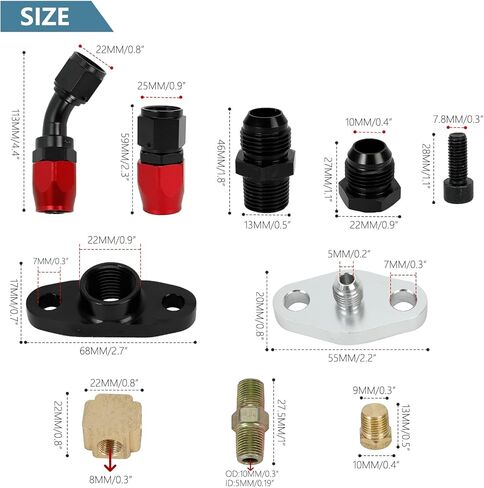مجموعة كاملة لتغذية الزيت لخط إرجاع زيت الشاحن التوربيني متوافقة مع T3 T4 GT35 T70 T61 T66 T04E in Kuwait