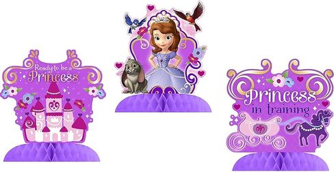 Sofia the First Princess Birthday Party Supplies Bundle Pack includes Lunch Plates, Lunch Napkins, Table Cover, Centerpiece, Invitations and Thank You Notes, Stickers (Bundle for 16) in Saudi Arabia