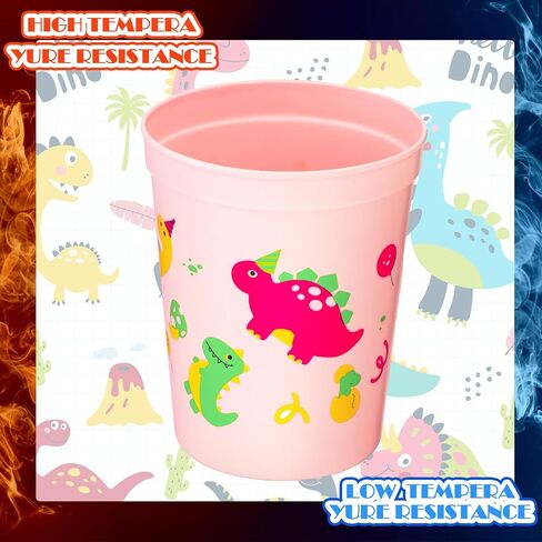 24 Pcs Plastic Dinosaur Birthday Party Supplies Girls Dinosaur Cups for Kids Reusable Party Favor Cups Kids Girls Tea Birthday Baby Shower Dinosaur Themed Party Decoration, 16 oz in Saudi Arabia