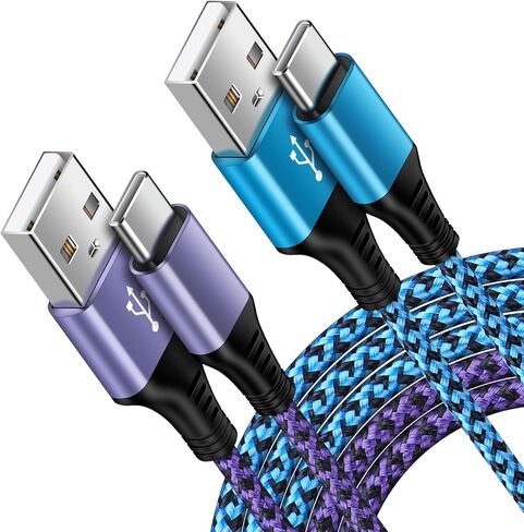 2 حزمة 6FT S24 Ultra Samsung Android شاحن سلك USB C لكتابة كابل شحن سريع 3.1A سلك طاقة للهاتف Samsung Galaxy A15 A55 A35 A54 A14 5G S24 S23 S22 S21 FE، iPhone 15 Pro Max 15 Plus 15 in Kuwait