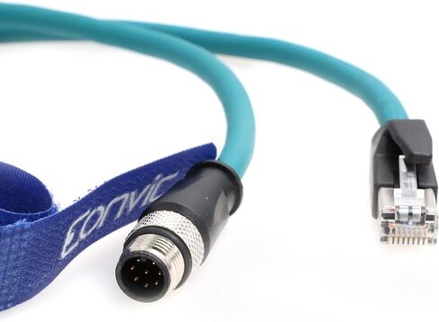 Eonvic M12 إلى RJ45 إيثرنت صناعي 8 دبوس A موصل مستشعر رمز جيجابت إيثرنت Cat-6 كابل محمي عالي المرونة لكاميرا Cognex الصناعية (5 متر، أزرق) in Saudi Arabia