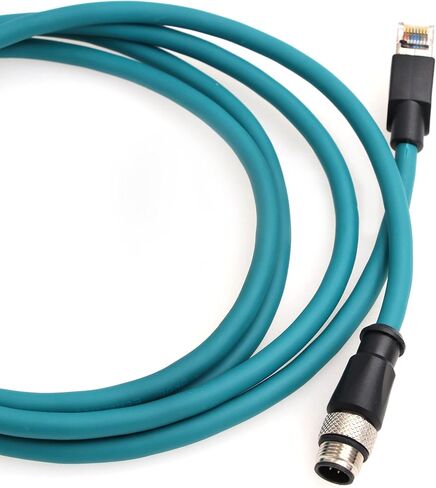 Eonvic M12 إلى RJ45 إيثرنت صناعي 8 دبوس A موصل مستشعر رمز جيجابت إيثرنت Cat-6 كابل محمي عالي المرونة لكاميرا Cognex الصناعية (5 متر، أزرق) in Saudi Arabia