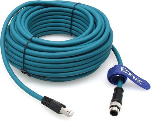 Eonvic M12 إلى RJ45 إيثرنت صناعي 8 دبوس A موصل مستشعر رمز جيجابت إيثرنت Cat-6 كابل محمي عالي المرونة لكاميرا Cognex الصناعية (5 متر، أزرق) in Saudi Arabia