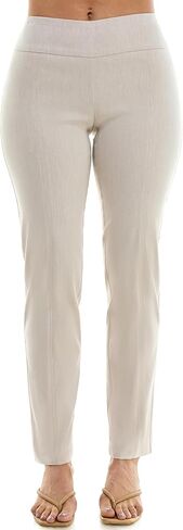 Zac & Rachel Women's Millennium Fabric Pull-On Slim Leg Pant, Heathered Cream, 12 in Kuwait