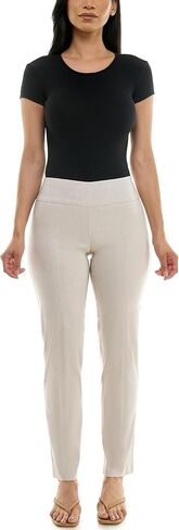 Zac & Rachel Women's Millennium Fabric Pull-On Slim Leg Pant, Heathered Cream, 12 in Kuwait