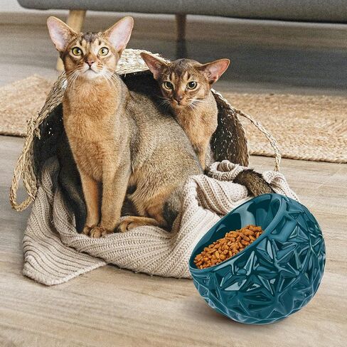 Raised Cat Food Bowl，Tilted Elevated Cat Bowls Anti-Vomiting, Ceramic Cat Dishes for Protecting Pet’s Spine, Backflow Prevention, Indoor Cats and Small Size Dogs, Dark Green, Stress Free… in Saudi Arabia