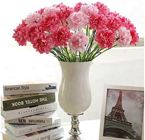 Leoyoubei 20 inch Bouquets 10 Stem Carnations,Outdoor UV Resistant No Fade Artificial Flower,Carnation Silk Petals Fake Flowers Forever Plants for Home Party and Wedding Decor (Champagne) in Saudi Arabia