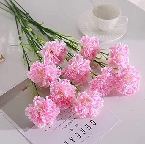 Leoyoubei 20 inch Bouquets 10 Stem Carnations,Outdoor UV Resistant No Fade Artificial Flower,Carnation Silk Petals Fake Flowers Forever Plants for Home Party and Wedding Decor (Champagne) in Saudi Arabia