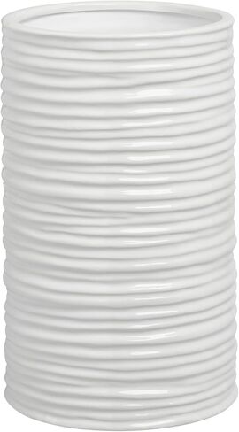 Torre & Tagus 901461 Ripple Ceramic Cylinder Vase, Medium, White in Saudi Arabia