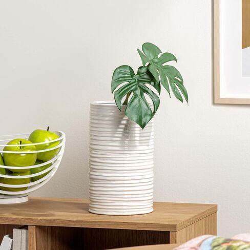 Torre & Tagus 901461 Ripple Ceramic Cylinder Vase, Medium, White in Saudi Arabia