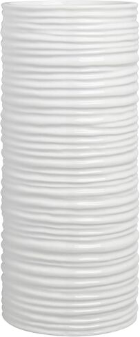 Torre & Tagus 901461 Ripple Ceramic Cylinder Vase, Medium, White in Saudi Arabia