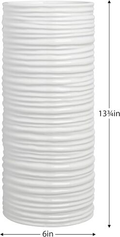 Torre & Tagus 901461 Ripple Ceramic Cylinder Vase, Medium, White in Saudi Arabia