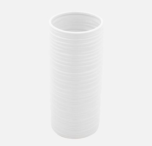 Torre & Tagus 901461 Ripple Ceramic Cylinder Vase, Medium, White in Saudi Arabia