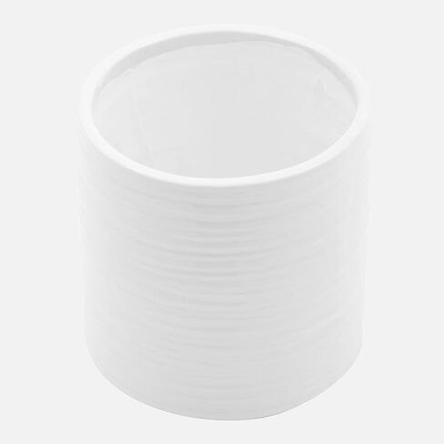 مزهرية أسطوانة سيراميك من Torre & Tagus Ripple بتصميم بسيط لقطعة مركزية من الزهور الصناعية في غرفة الطعام وغرفة المعيشة، طويل القامة، أبيض in Kuwait