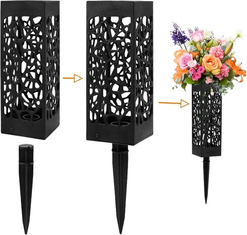 قطعتان من مزهريات المقبرة مع مسامير، مزهرية زهور اصطناعية للمقبرة، مزهريات مقبرة للقبر، حامل زهور بلاستيكي للمقبرة لحجر القبر، ساحة الأرض في الهواء الطلق، علامة زهرة in Kuwait