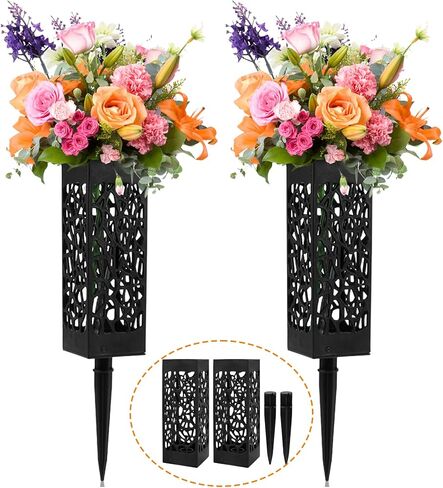 قطعتان من مزهريات المقبرة مع مسامير، مزهرية زهور اصطناعية للمقبرة، مزهريات مقبرة للقبر، حامل زهور بلاستيكي للمقبرة لحجر القبر، ساحة الأرض في الهواء الطلق، علامة زهرة in Kuwait