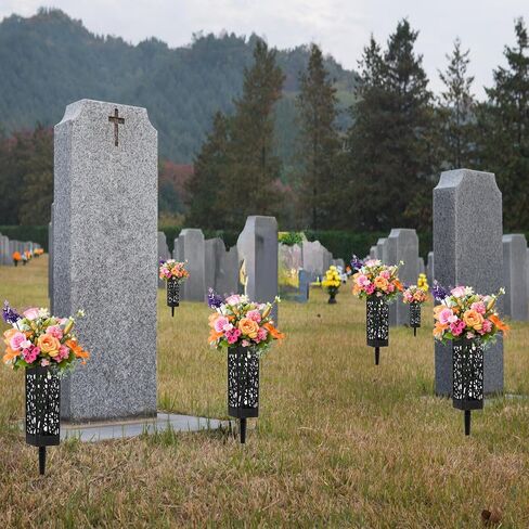 قطعتان من مزهريات المقبرة مع مسامير، مزهرية زهور اصطناعية للمقبرة، مزهريات مقبرة للقبر، حامل زهور بلاستيكي للمقبرة لحجر القبر، ساحة الأرض في الهواء الطلق، علامة زهرة in Kuwait