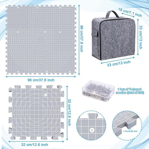 سجادات القطع للحياكة والكروشيه، 9 قطع من سجادات الكروشيه مع 200 دبوس، ألواح مربعة سميكة للغاية مع حقيبة تخزين، 12.6 بوصة × 12.6 بوصة in Kuwait