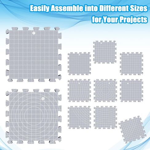سجادات القطع للحياكة والكروشيه، 9 قطع من سجادات الكروشيه مع 200 دبوس، ألواح مربعة سميكة للغاية مع حقيبة تخزين، 12.6 بوصة × 12.6 بوصة in Kuwait