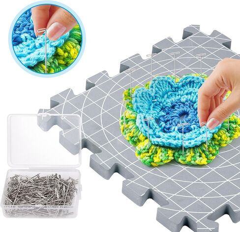 سجادات القطع للحياكة والكروشيه، 9 قطع من سجادات الكروشيه مع 200 دبوس، ألواح مربعة سميكة للغاية مع حقيبة تخزين، 12.6 بوصة × 12.6 بوصة in Kuwait