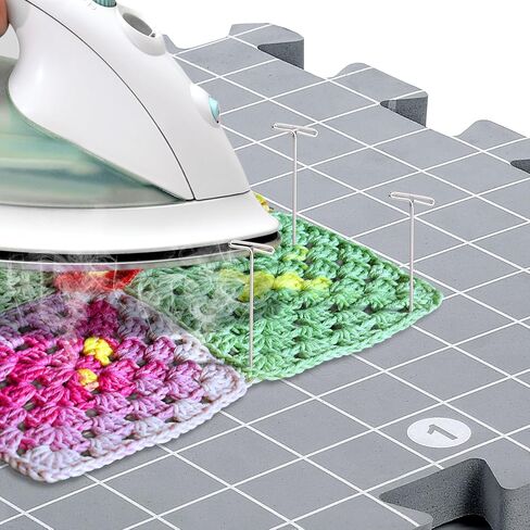 سجادات القطع للحياكة والكروشيه، 9 قطع من سجادات الكروشيه مع 200 دبوس، ألواح مربعة سميكة للغاية مع حقيبة تخزين، 12.6 بوصة × 12.6 بوصة in Kuwait