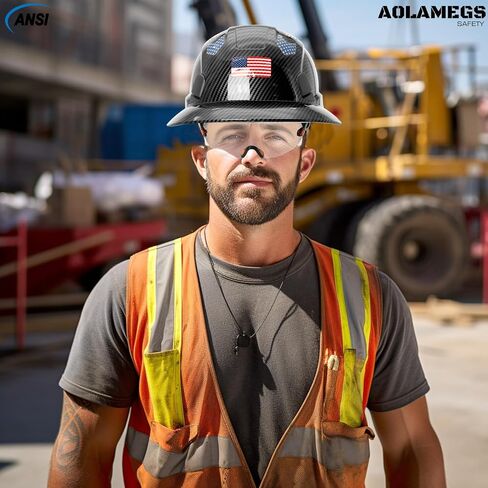 Carbon Fiber Pattern Full Brim Hard Hat with Visor-OSHA Approved Construction Safety Helmet for Men Women,ANSI Z89.1 Vented Reflective Hardhat with Hard Hat Chin Strap,6-Point Suspension in Saudi Arabia