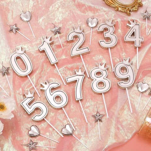 1 Set of 3inch Birthday Candles, Including 1 Crown Cake Main Numeral Candles, 2 Star Candles and 2 Heart Candles for Birthday Anniversary Parties (Rose Gold, 0) in Saudi Arabia