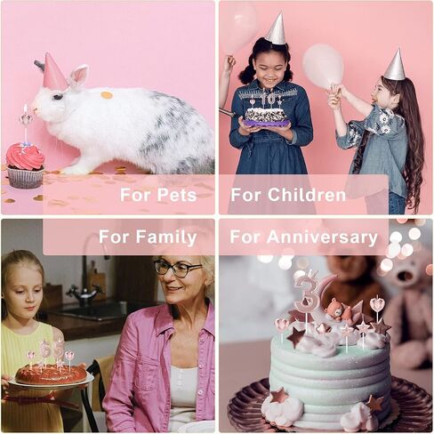 1 Set of 3inch Birthday Candles, Including 1 Crown Cake Main Numeral Candles, 2 Star Candles and 2 Heart Candles for Birthday Anniversary Parties (Rose Gold, 0) in Saudi Arabia