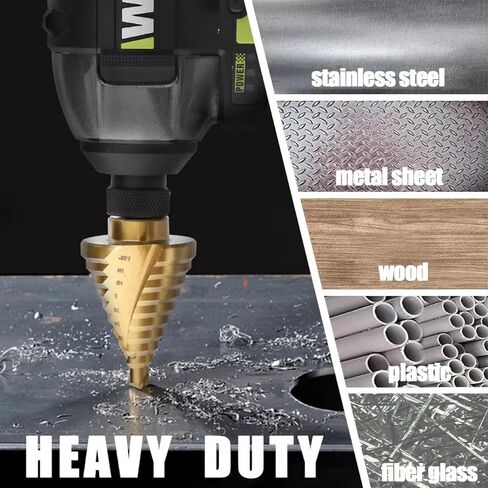 HSS لولبية الأخدود المزدوج الناي خطوة الحفر بت، 1/8 "- 1/2" بت 13 خطوة M2 المواد Unibit عرافة عرقوب لحفر ثقوب في الفولاذ المقاوم للصدأ ورقة الألومنيوم معدن الخشب البلاستيك PVC in Kuwait