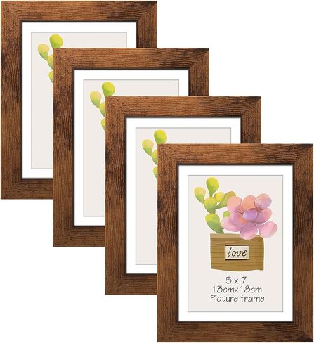 4x6 Picture Frame Matted to 4x6 Photo or 5x7 without Mat, 4 Pack Wooden Frames 4x6 Black for Wall or Tabletop Display in Saudi Arabia
